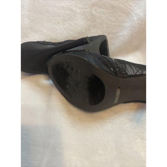 L Lorraine Black Lace Embellished Evening Wear Women’s Heels Sz 8.5 EUC - Picture 7 of 12